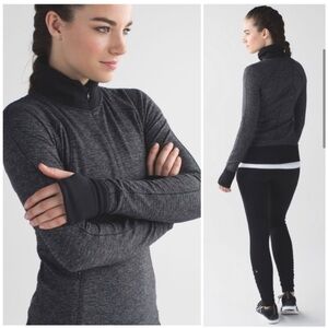 Lululemon Runderful 1/2 zip Black Heathered Slim Fit Running Jacket